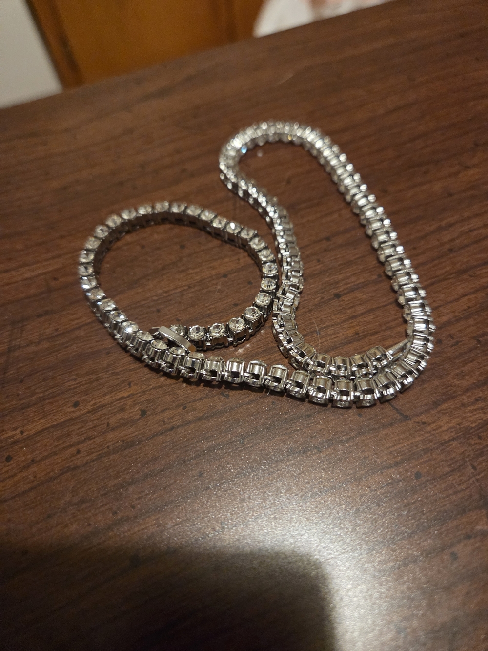 Silver Crystal Tennis Necklace and Bracelet Set - Girls/Guys Jewlery